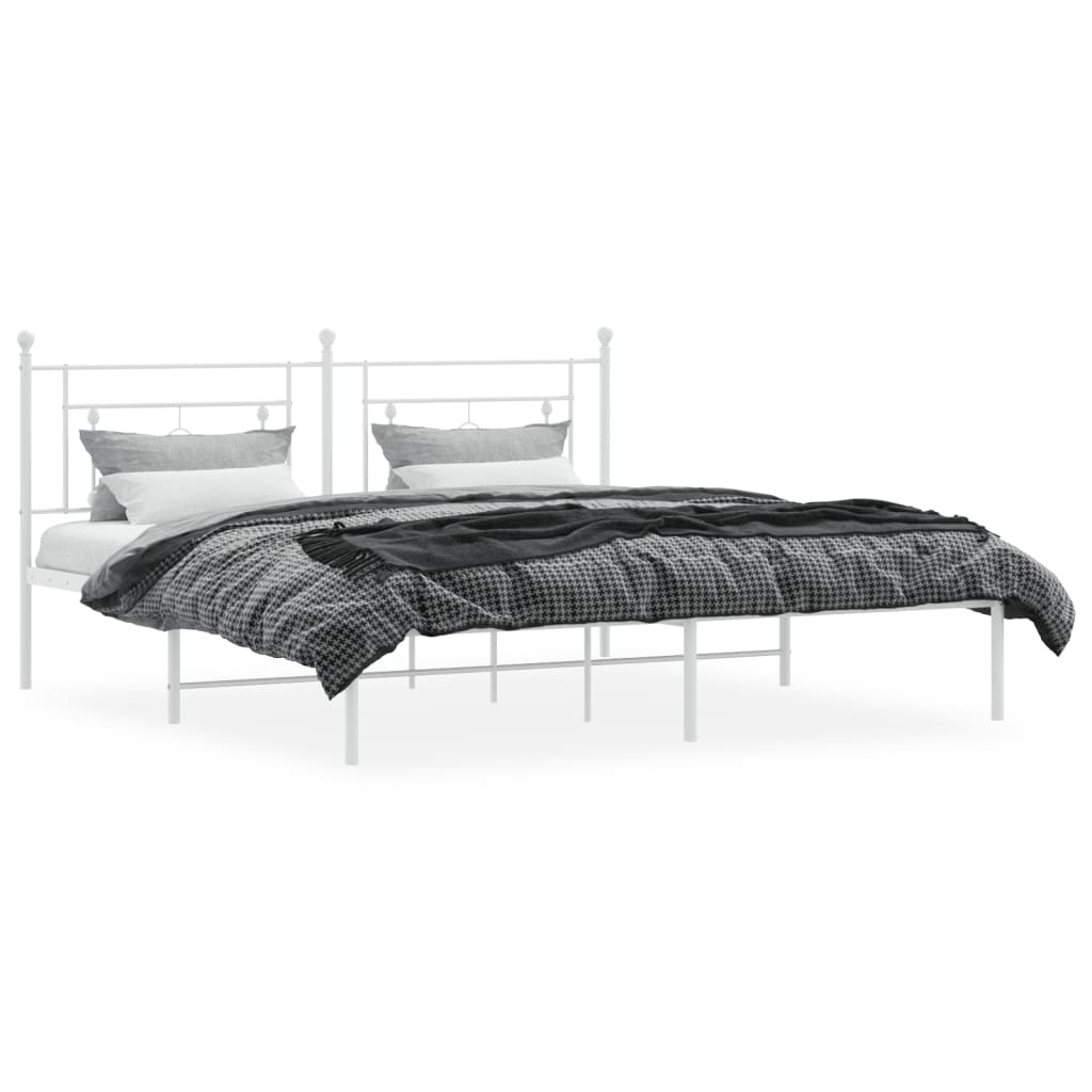 Bedframe Metaal 183 x 213 cm Wit met hoofdbord