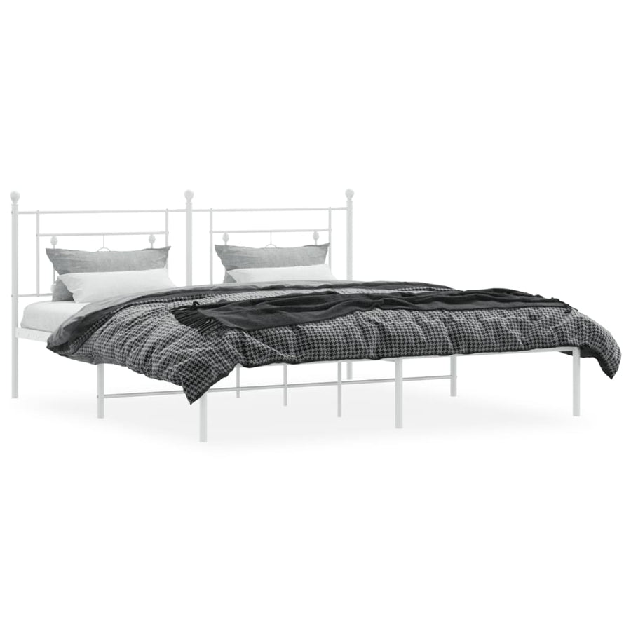 Bedframe Metaal 183 x 213 cm Wit met hoofdbord