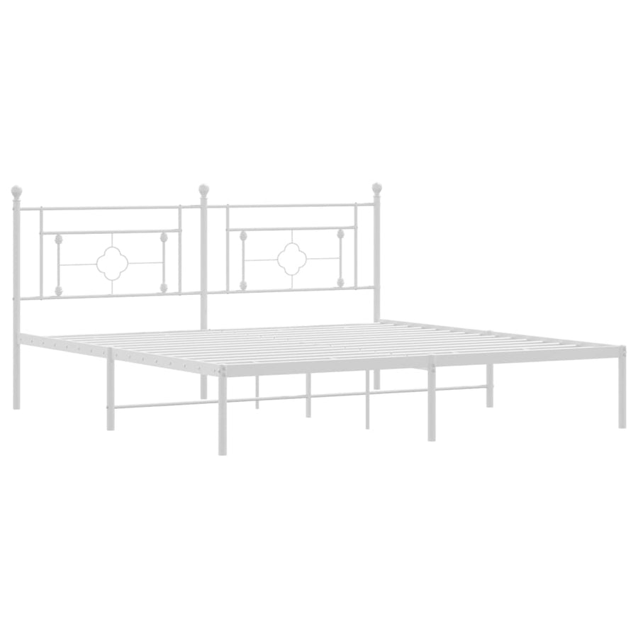 Bedframe Metaal 183 x 213 cm Wit met hoofdbord