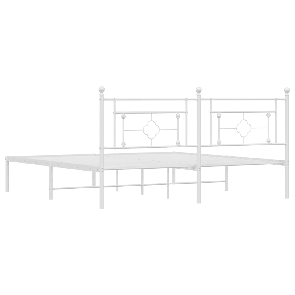 Bedframe Metaal 183 x 213 cm Wit met hoofdbord