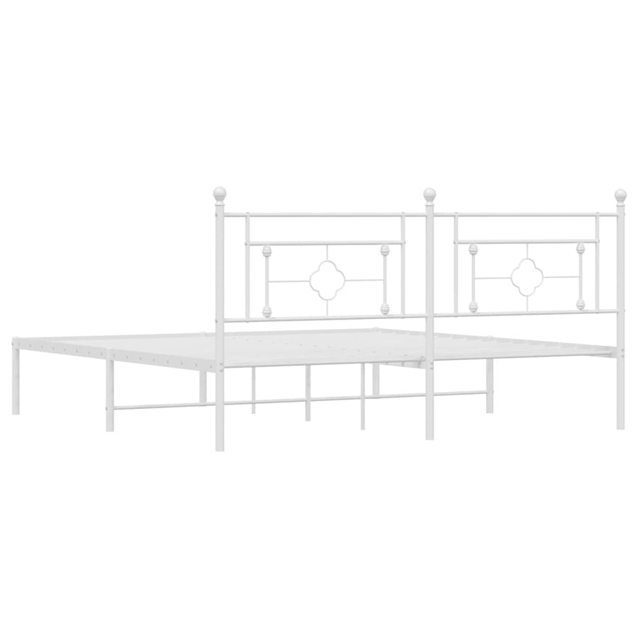 Bedframe Metaal 183 x 213 cm Wit met hoofdbord