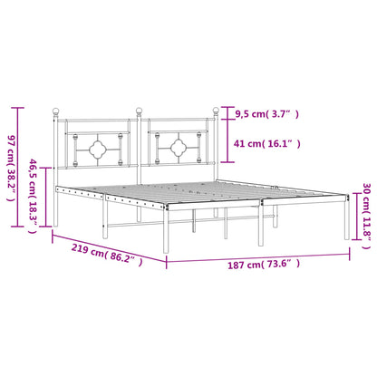Bedframe Metaal 183 x 213 cm Wit met hoofdbord