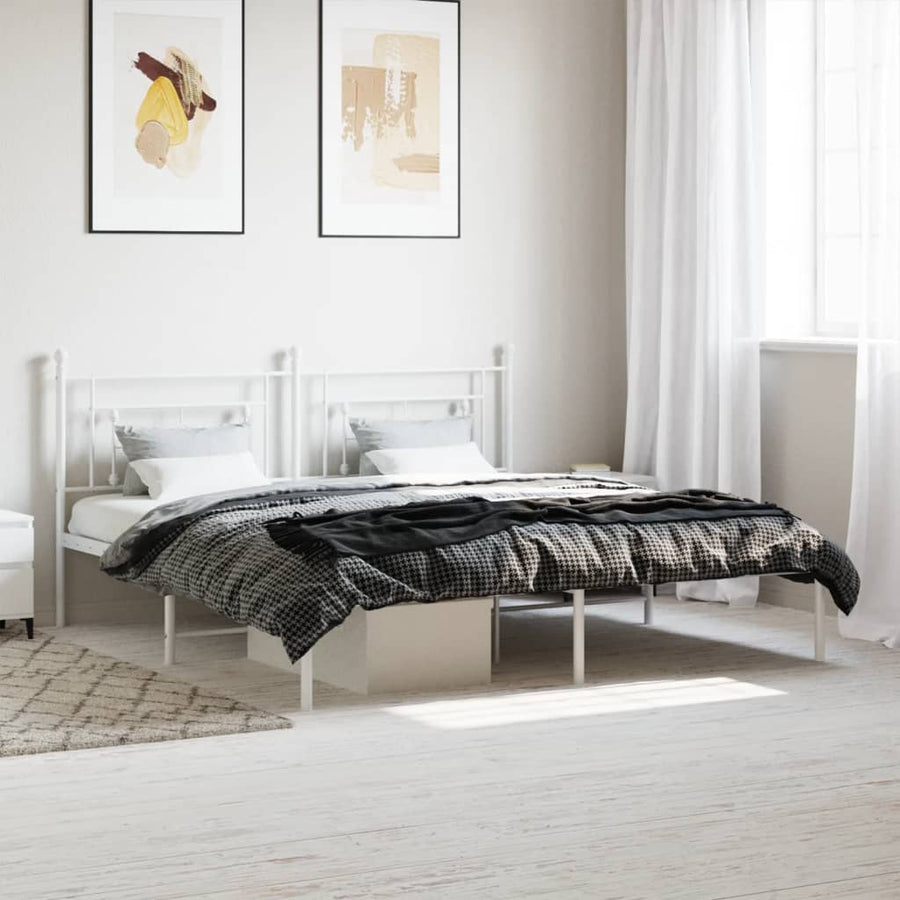 Bedframe Metaal 183 x 213 cm Wit met hoofdbord