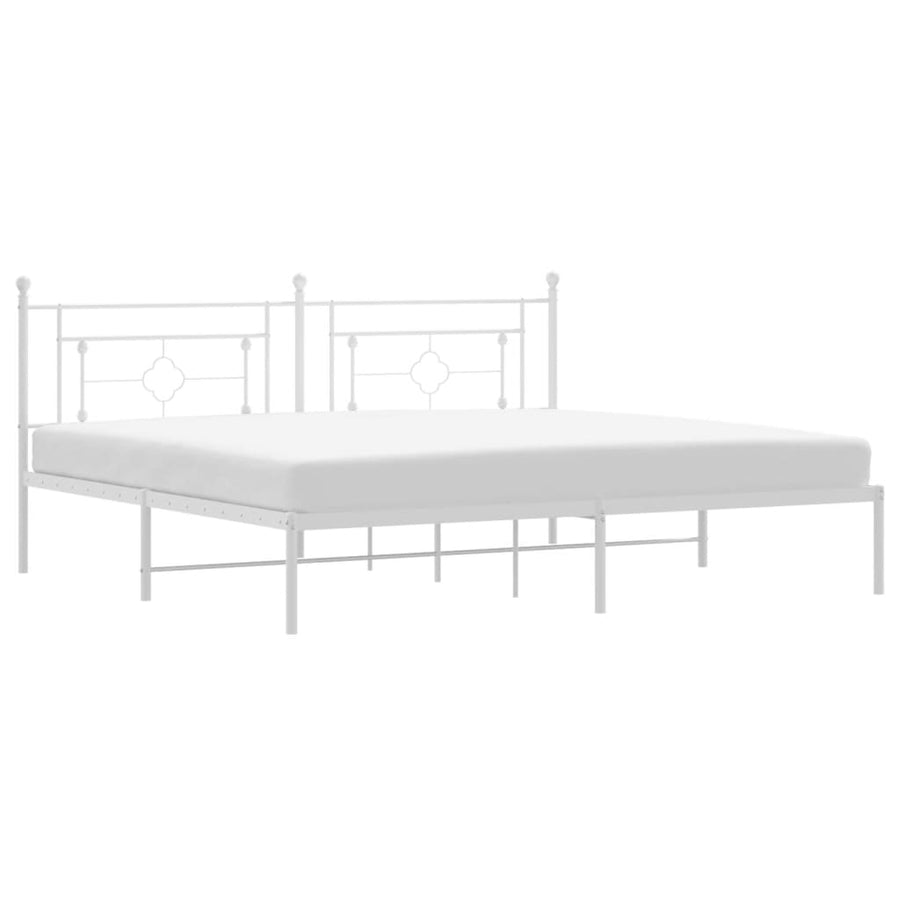 Bedframe Metaal 193 x 203 cm Wit met hoofdbord