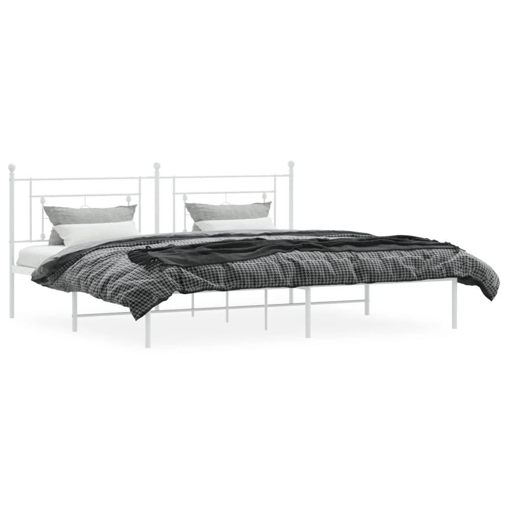 Bedframe Metaal 193 x 203 cm Wit met hoofdbord
