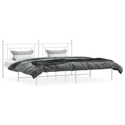 Bedframe Metaal 193 x 203 cm Wit met hoofdbord