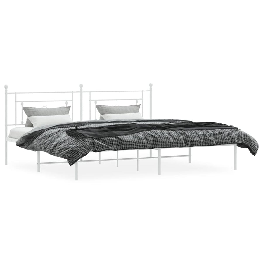 Bedframe Metaal 193 x 203 cm Wit met hoofdbord