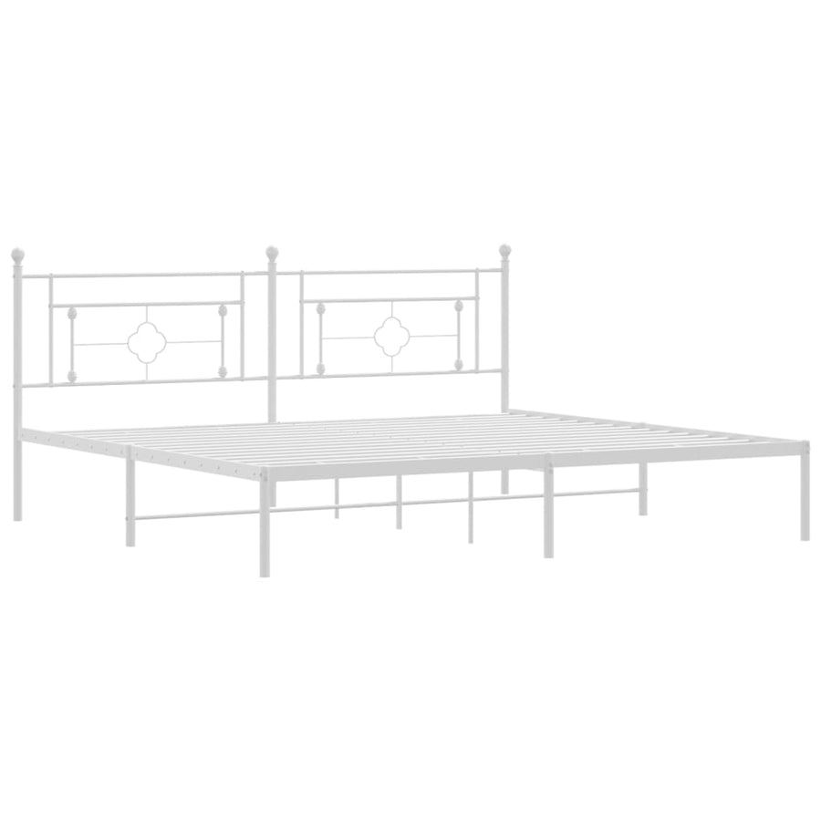 Bedframe Metaal 193 x 203 cm Wit met hoofdbord