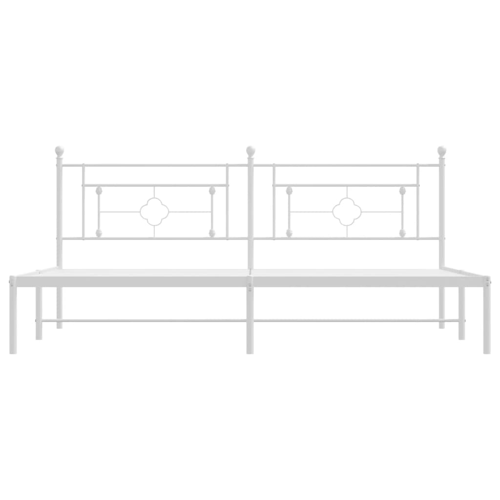 Bedframe Metaal 193 x 203 cm Wit met hoofdbord