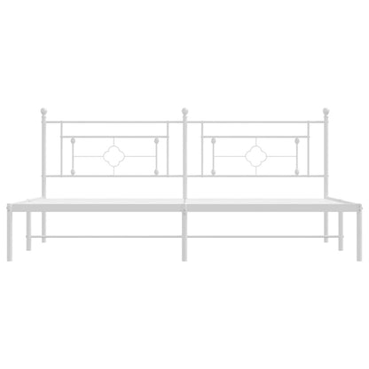 Bedframe Metaal 193 x 203 cm Wit met hoofdbord