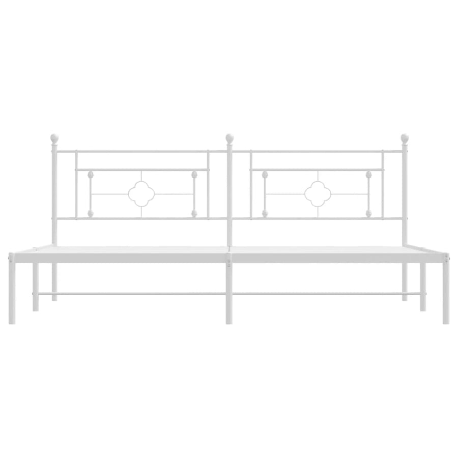 Bedframe Metaal 193 x 203 cm Wit met hoofdbord