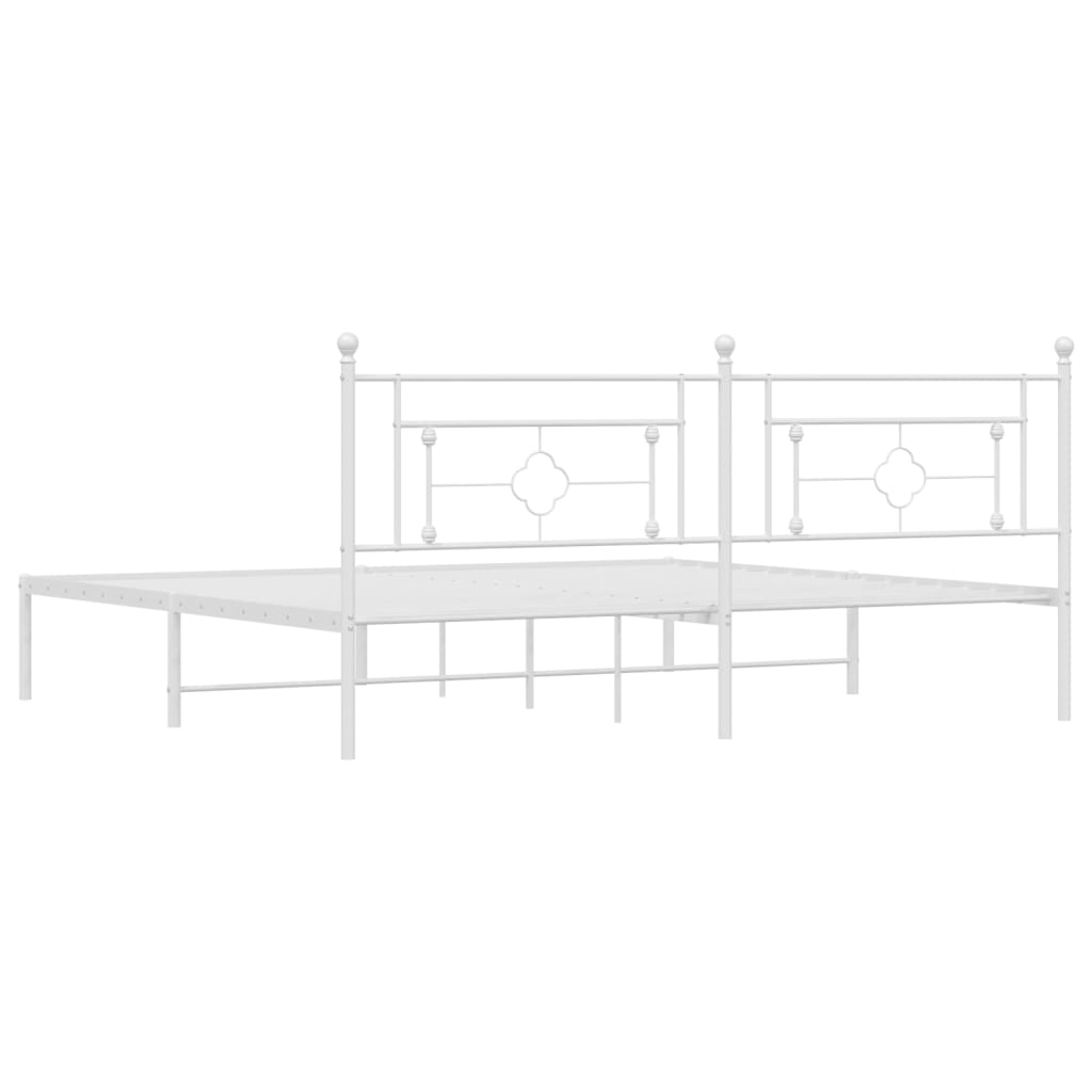 Bedframe Metaal 193 x 203 cm Wit met hoofdbord