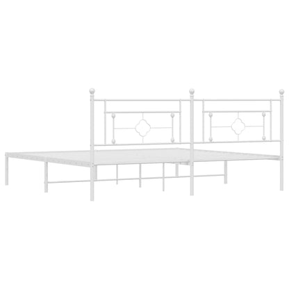 Bedframe Metaal 193 x 203 cm Wit met hoofdbord