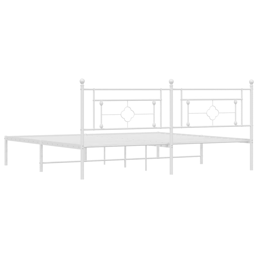 Bedframe Metaal 193 x 203 cm Wit met hoofdbord