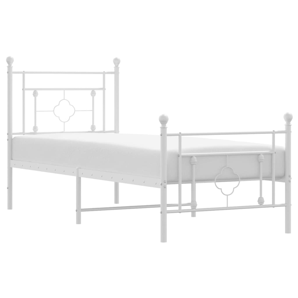 Bedframe Met Hoofd- En Voeteneinde Metaal 80 x 200 cm Wit met hoofdbord & voetbord