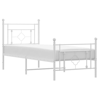 Bedframe Met Hoofd- En Voeteneinde Metaal 80 x 200 cm Wit met hoofdbord & voetbord