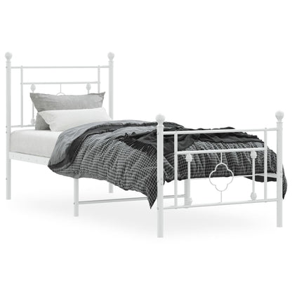 Bedframe Met Hoofd- En Voeteneinde Metaal 80 x 200 cm Wit met hoofdbord & voetbord