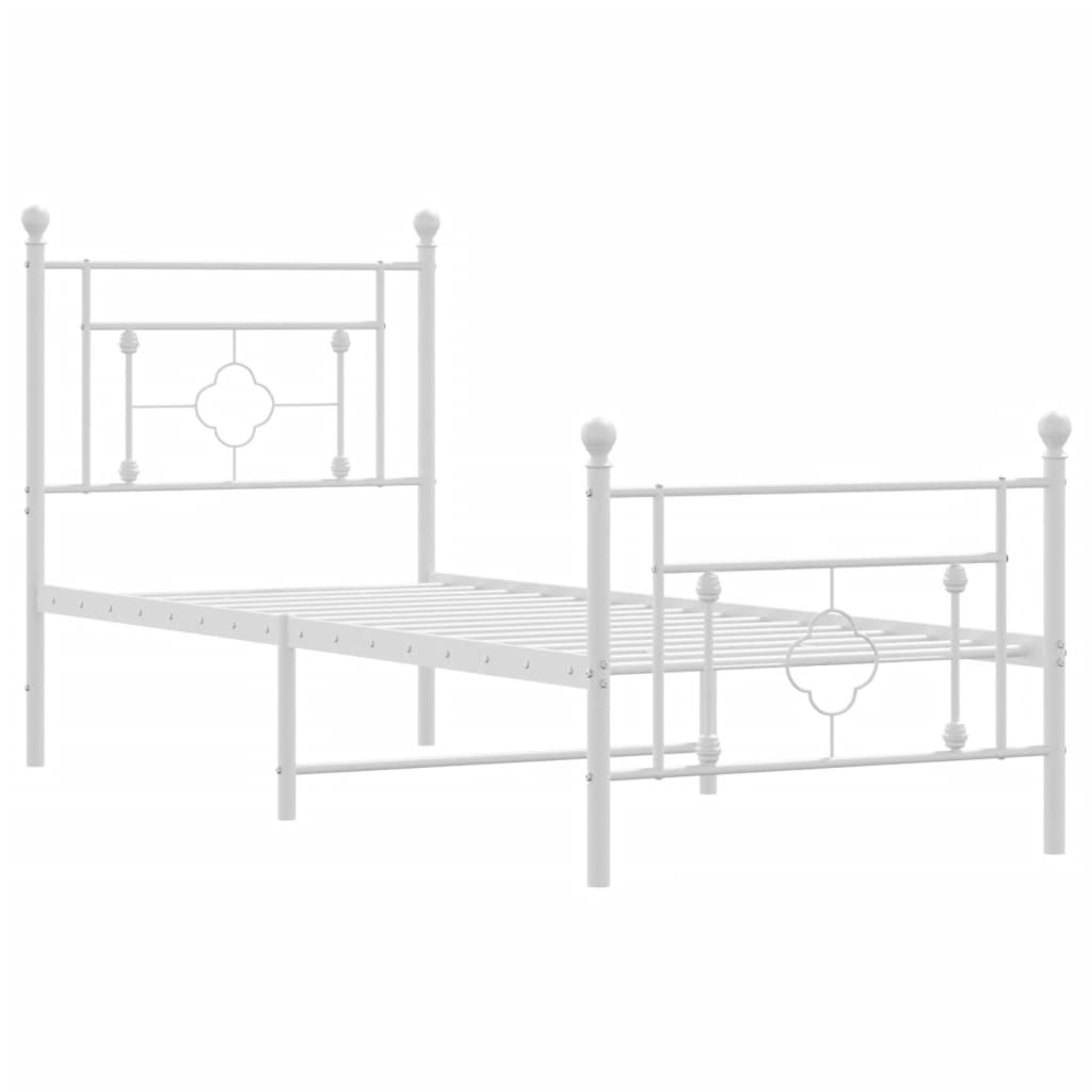 Bedframe Met Hoofd- En Voeteneinde Metaal 80 x 200 cm Wit met hoofdbord & voetbord