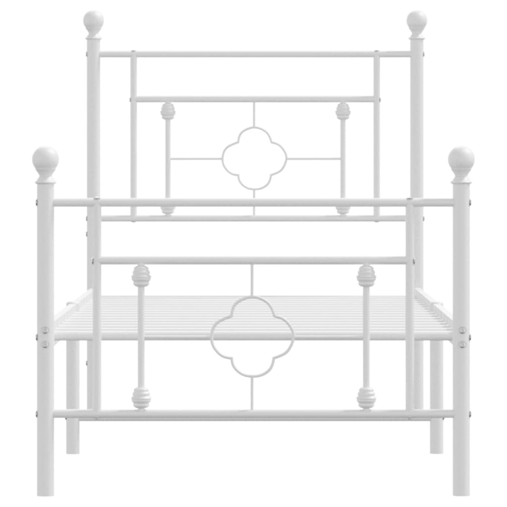 Bedframe Met Hoofd- En Voeteneinde Metaal 80 x 200 cm Wit met hoofdbord & voetbord