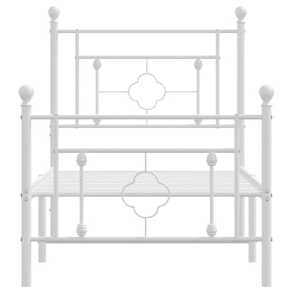 Bedframe Met Hoofd- En Voeteneinde Metaal 80 x 200 cm Wit met hoofdbord & voetbord