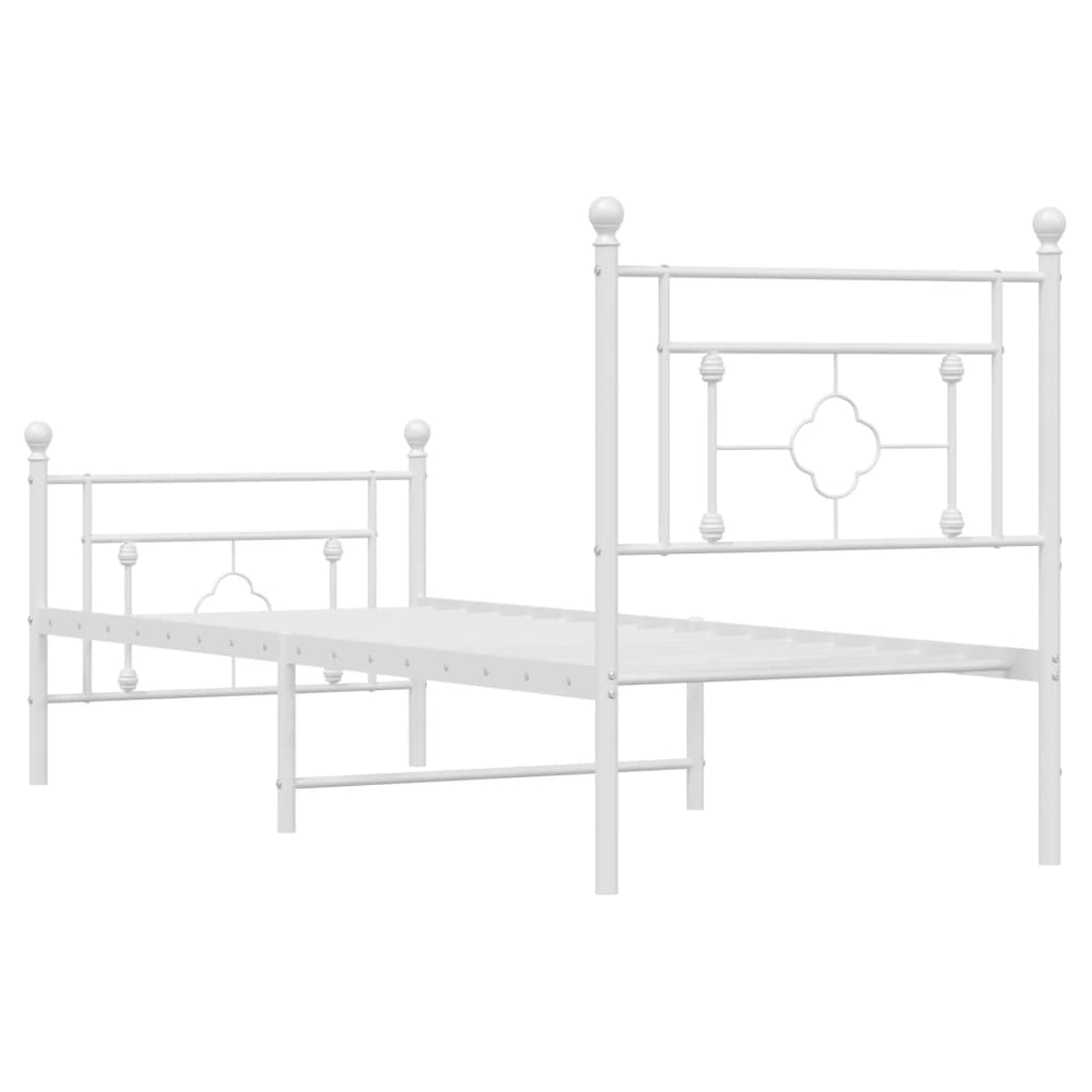 Bedframe Met Hoofd- En Voeteneinde Metaal 80 x 200 cm Wit met hoofdbord & voetbord