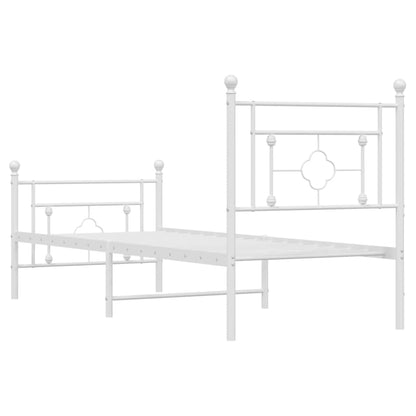 Bedframe Met Hoofd- En Voeteneinde Metaal 80 x 200 cm Wit met hoofdbord & voetbord