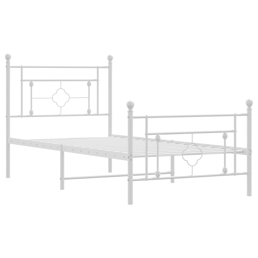 Bedframe Met Hoofd- En Voeteneinde Metaal 100 x 190 cm Wit met hoofdbord & voetbord