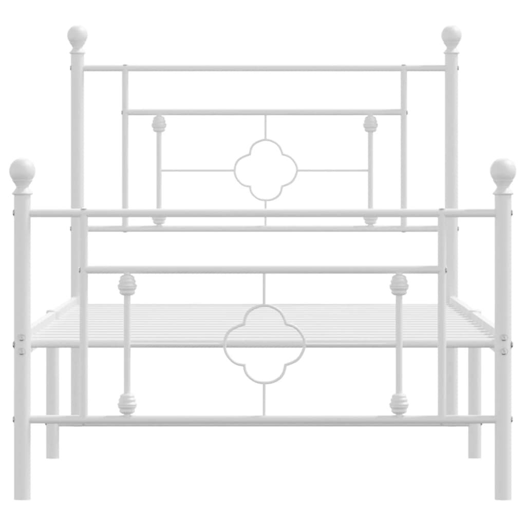 Bedframe Met Hoofd- En Voeteneinde Metaal 100 x 190 cm Wit met hoofdbord & voetbord