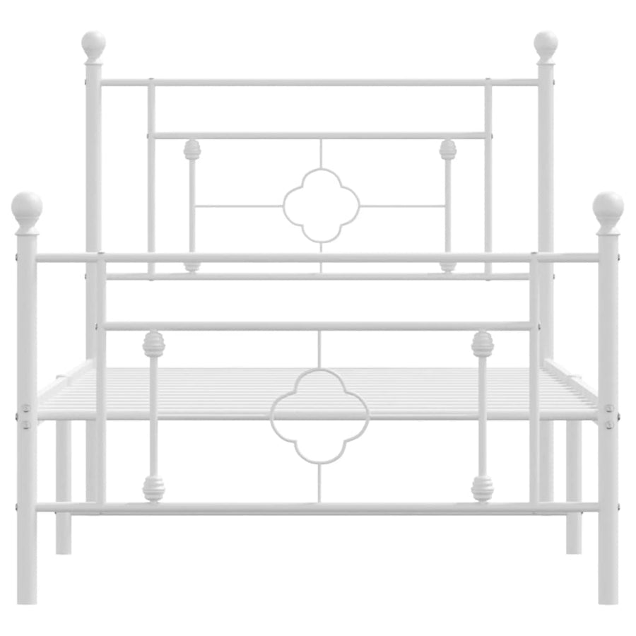 Bedframe Met Hoofd- En Voeteneinde Metaal 100 x 190 cm Wit met hoofdbord & voetbord