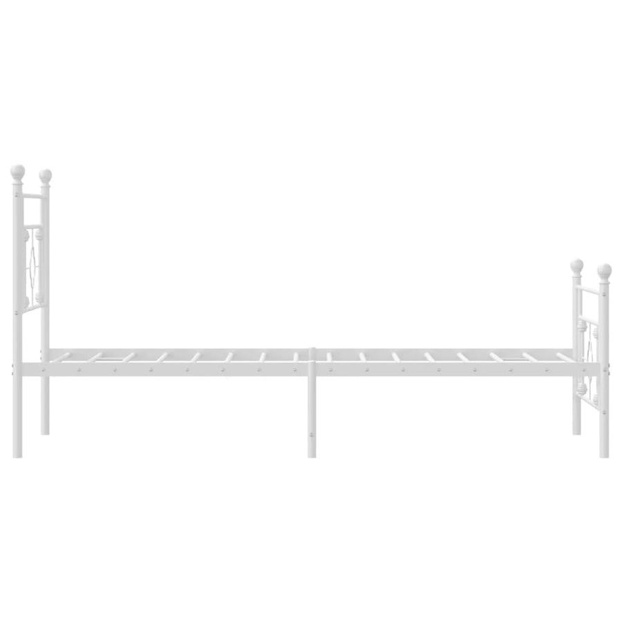 Bedframe Met Hoofd- En Voeteneinde Metaal 100 x 190 cm Wit met hoofdbord & voetbord