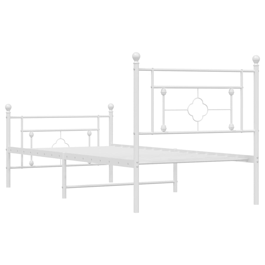 Bedframe Met Hoofd- En Voeteneinde Metaal 100 x 190 cm Wit met hoofdbord & voetbord