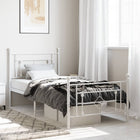 Bedframe Met Hoofd- En Voeteneinde Metaal 100 x 190 cm Wit met hoofdbord & voetbord