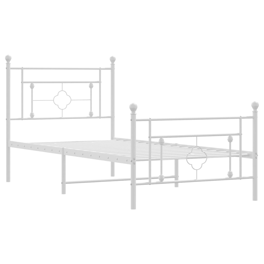 Bedframe Met Hoofd- En Voeteneinde Metaal 100 x 200 cm Wit met hoofdbord & voetbord