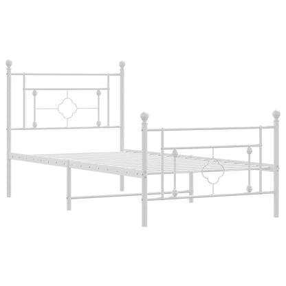 Bedframe Met Hoofd- En Voeteneinde Metaal 100 x 200 cm Wit met hoofdbord & voetbord