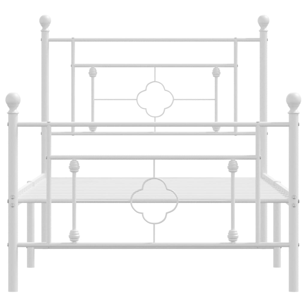 Bedframe Met Hoofd- En Voeteneinde Metaal 100 x 200 cm Wit met hoofdbord & voetbord