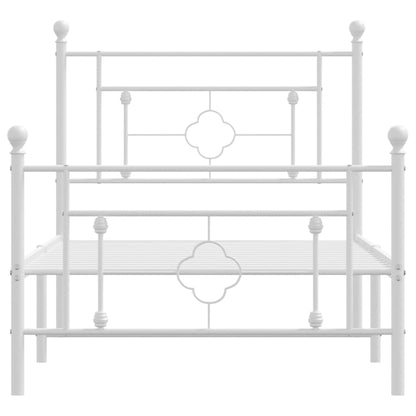 Bedframe Met Hoofd- En Voeteneinde Metaal 100 x 200 cm Wit met hoofdbord & voetbord