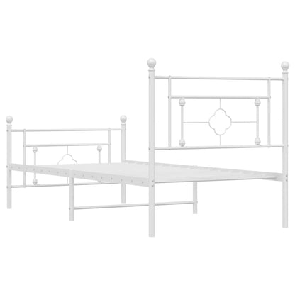 Bedframe Met Hoofd- En Voeteneinde Metaal 100 x 200 cm Wit met hoofdbord & voetbord