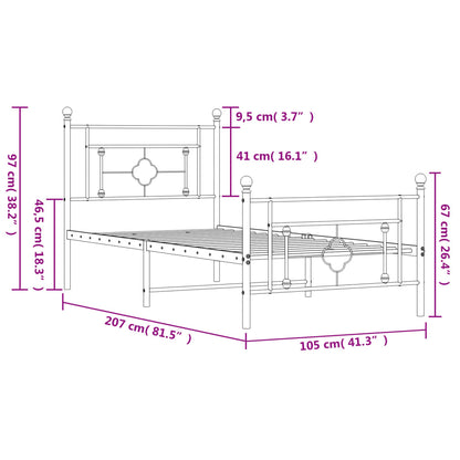Bedframe Met Hoofd- En Voeteneinde Metaal 100 x 200 cm Wit met hoofdbord & voetbord