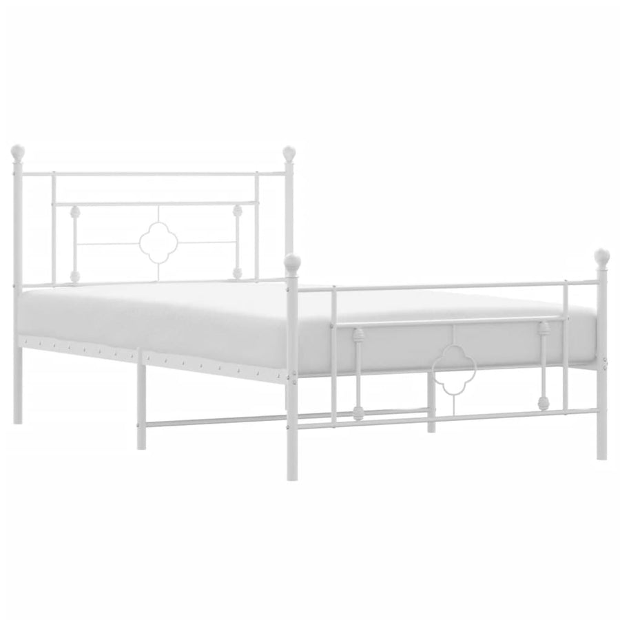 Bedframe Met Hoofd- En Voeteneinde Metaal 107 x 203 cm Wit met hoofdbord & voetbord