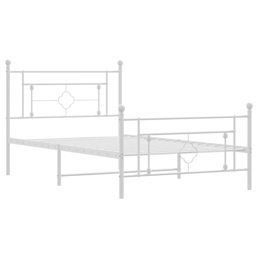Bedframe Met Hoofd- En Voeteneinde Metaal 107 x 203 cm Wit met hoofdbord & voetbord
