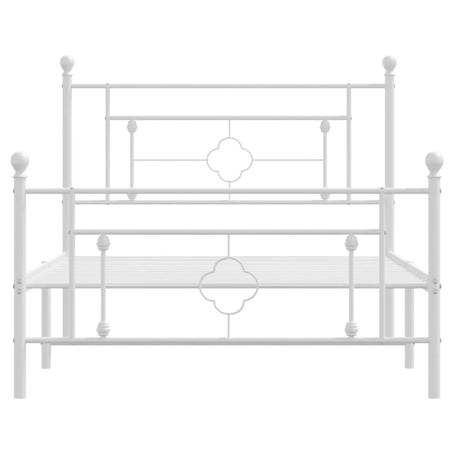 Bedframe Met Hoofd- En Voeteneinde Metaal 107 x 203 cm Wit met hoofdbord & voetbord