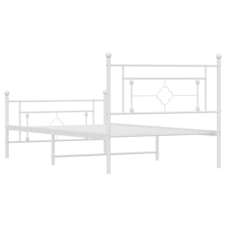 Bedframe Met Hoofd- En Voeteneinde Metaal 107 x 203 cm Wit met hoofdbord & voetbord
