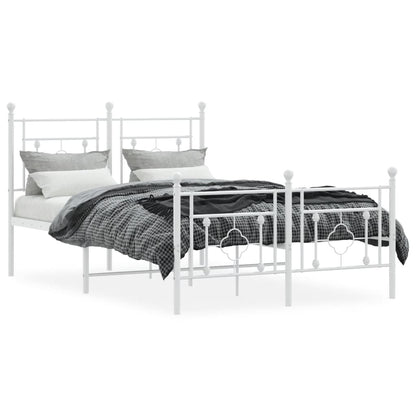 Bedframe Met Hoofd- En Voeteneinde Metaal 120 X 190 Cm Wit met hoofdbord & voetbord