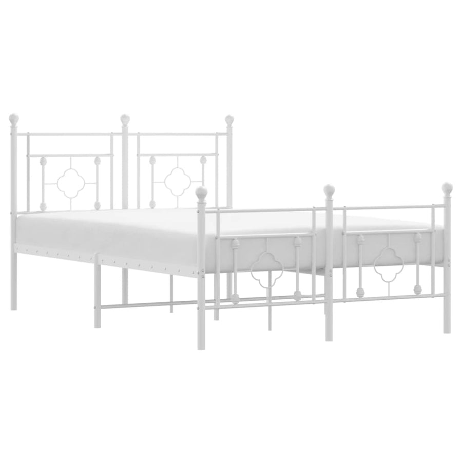 Bedframe Met Hoofd- En Voeteneinde Metaal 120 x 200 cm Wit met hoofdbord & voetbord