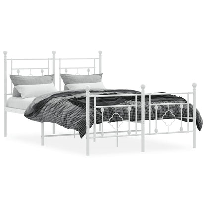 Bedframe Met Hoofd- En Voeteneinde Metaal 120 x 200 cm Wit met hoofdbord & voetbord
