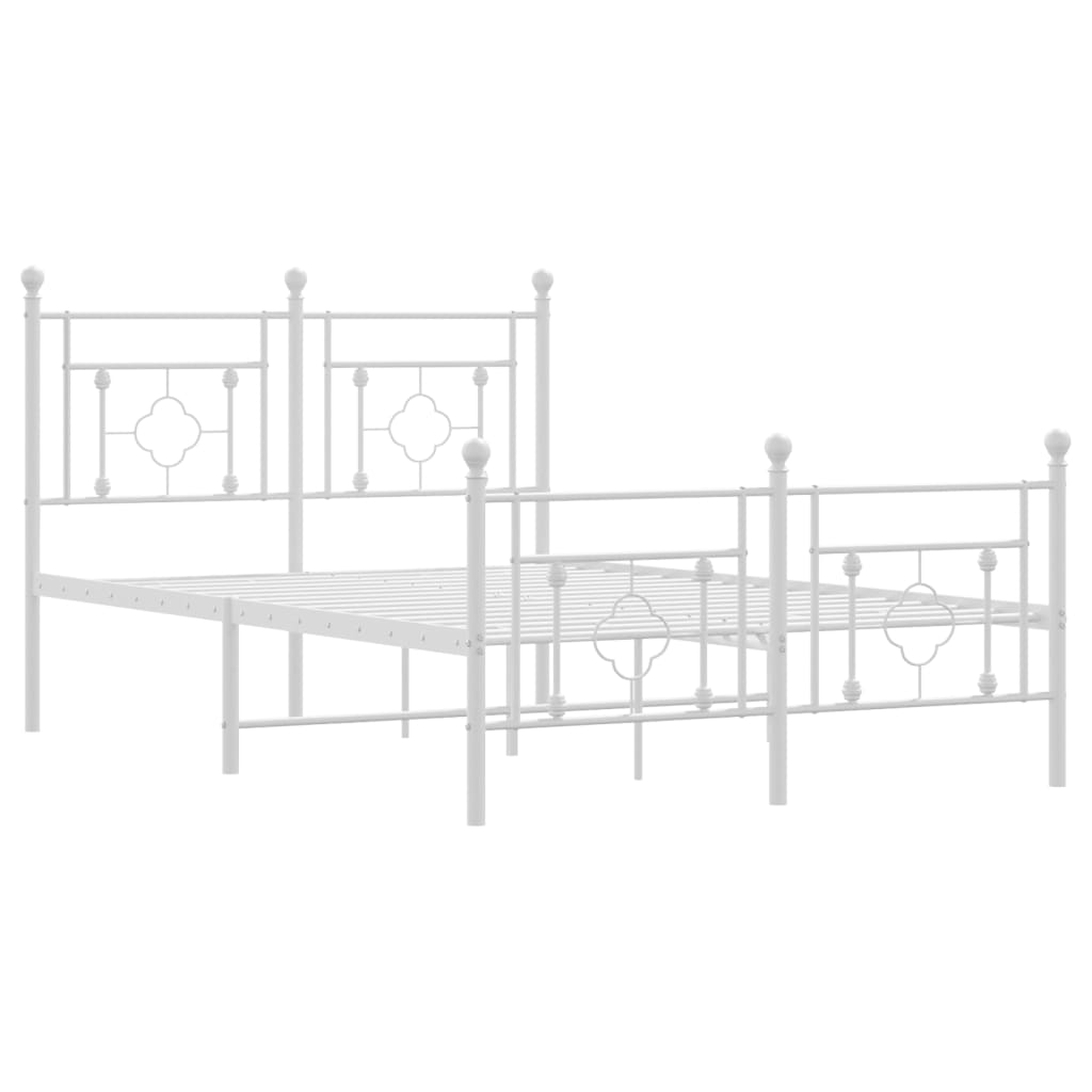 Bedframe Met Hoofd- En Voeteneinde Metaal 120 x 200 cm Wit met hoofdbord & voetbord