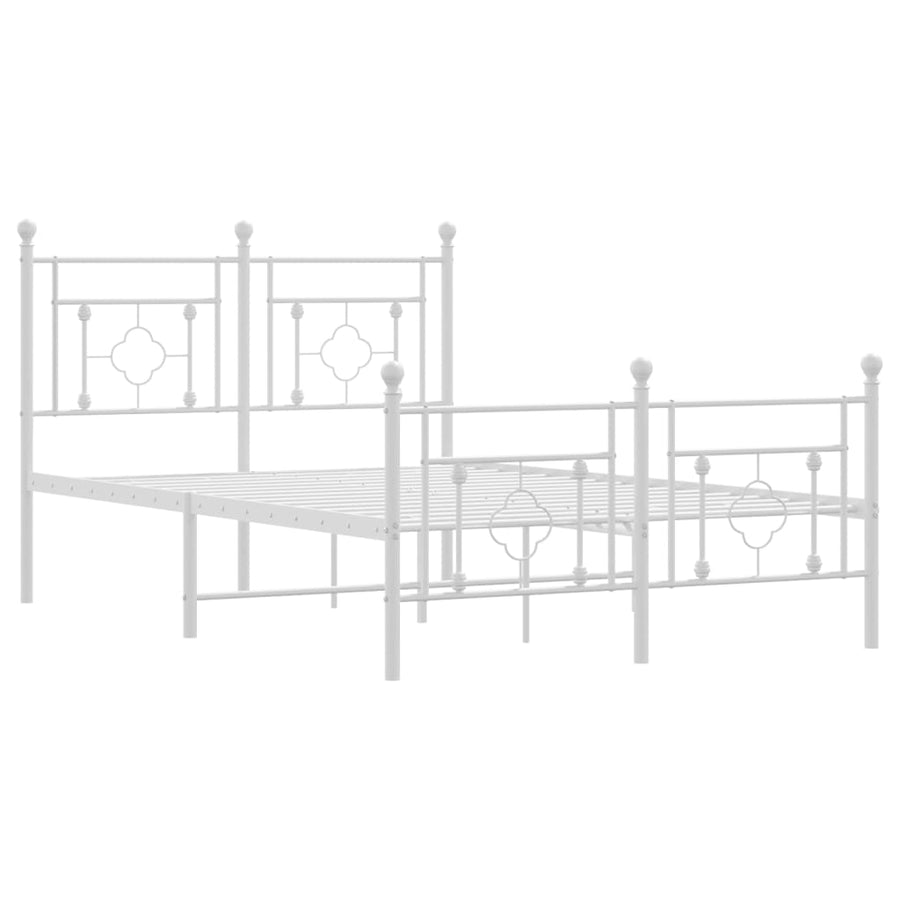 Bedframe Met Hoofd- En Voeteneinde Metaal 120 x 200 cm Wit met hoofdbord & voetbord