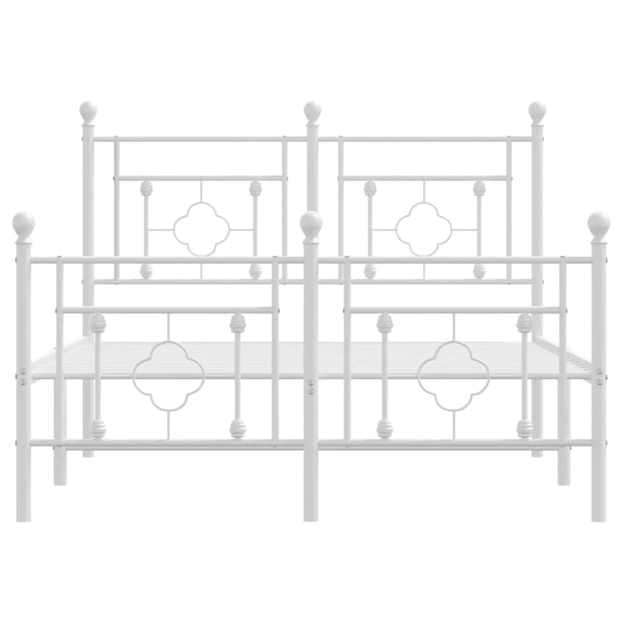 Bedframe Met Hoofd- En Voeteneinde Metaal 120 x 200 cm Wit met hoofdbord & voetbord