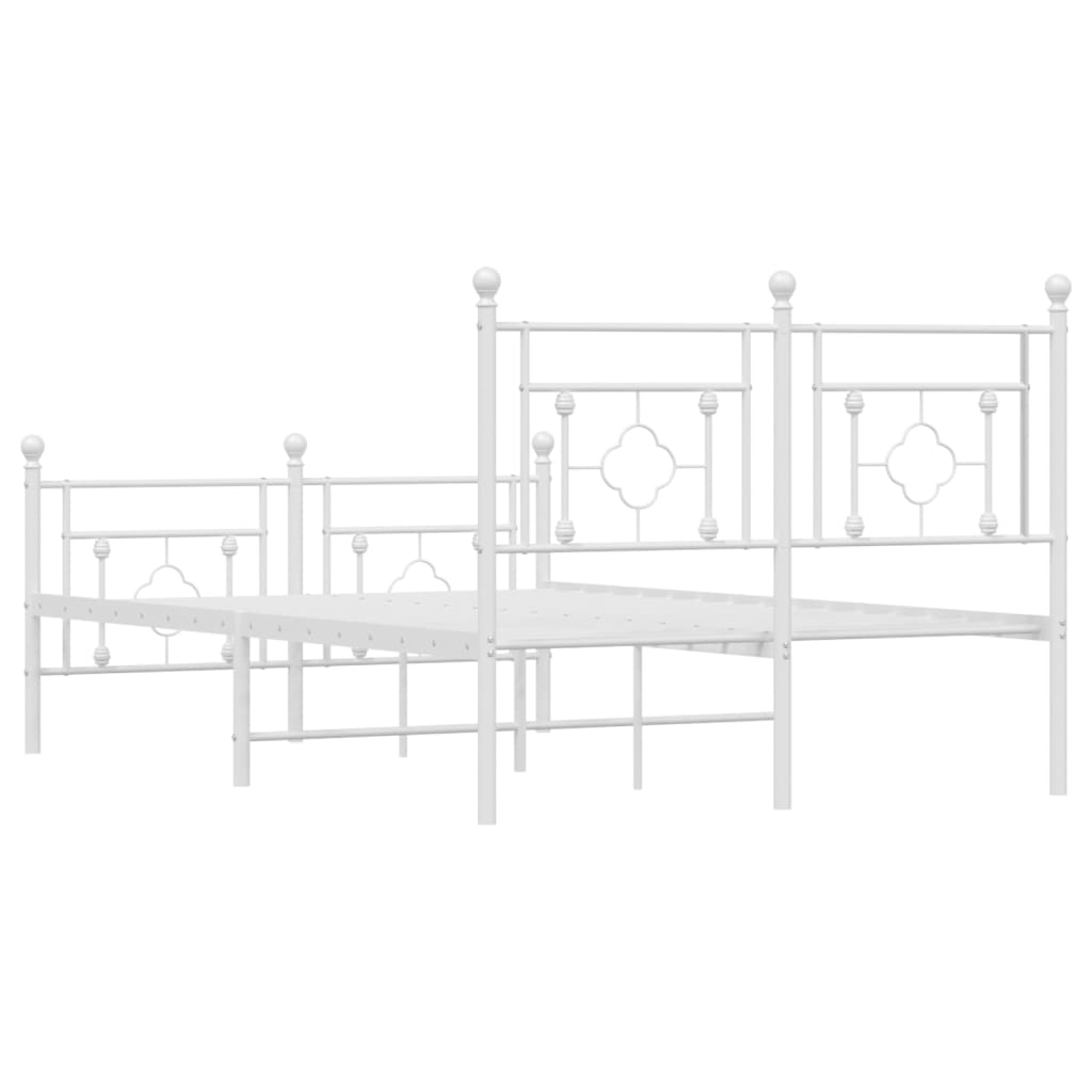 Bedframe Met Hoofd- En Voeteneinde Metaal 120 x 200 cm Wit met hoofdbord & voetbord