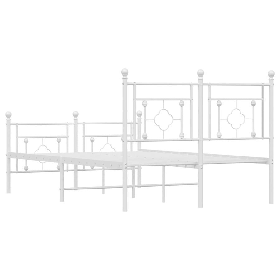 Bedframe Met Hoofd- En Voeteneinde Metaal 120 x 200 cm Wit met hoofdbord & voetbord